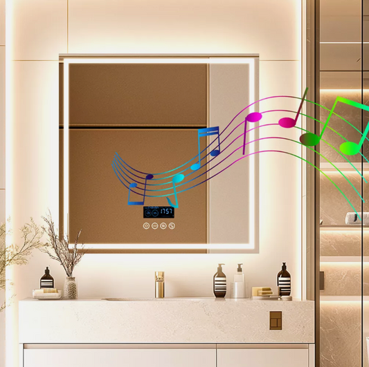 Interior Ave - 80 x 80cm Square Frameless LED Bathroom Mirror â€“ Bluetooth