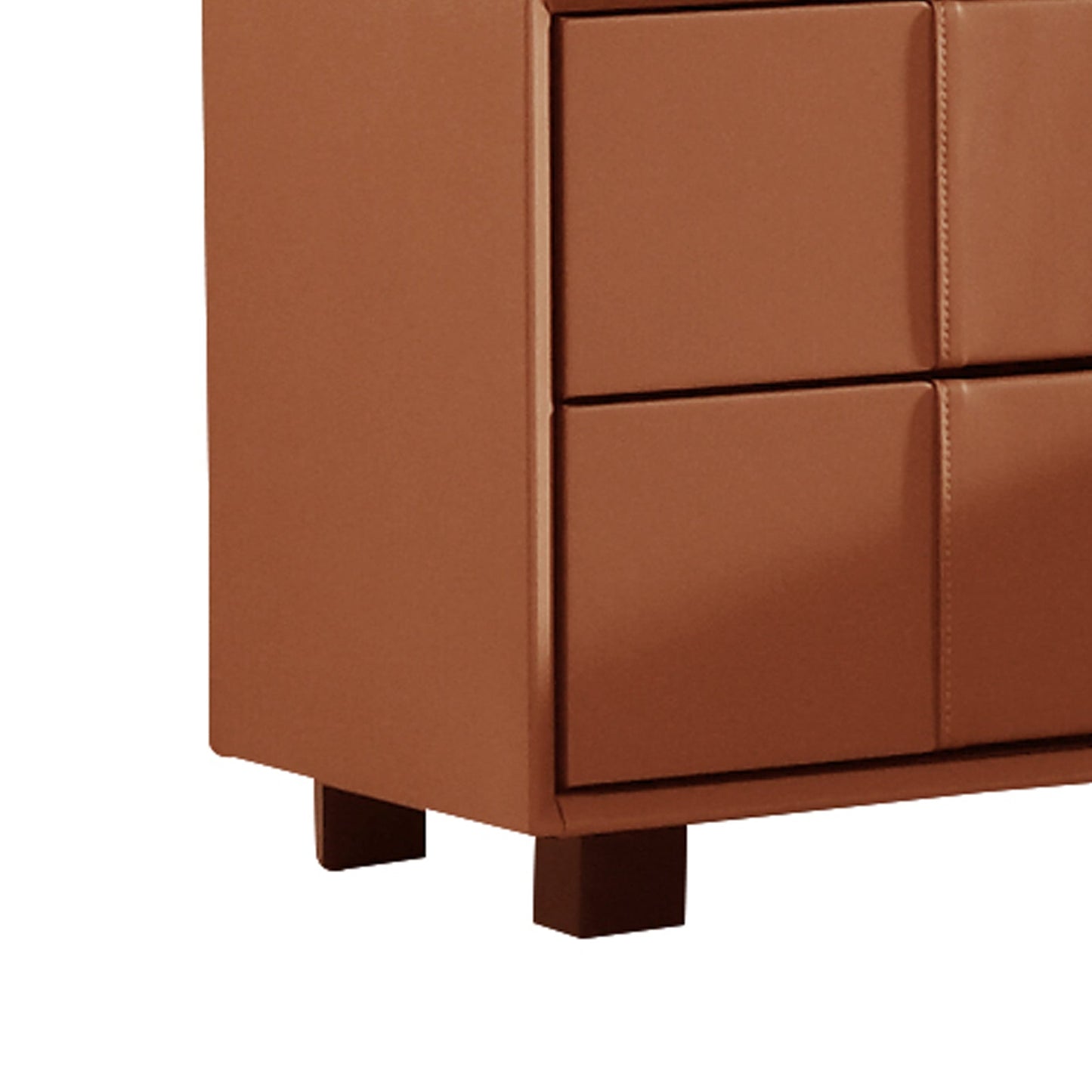 Bedside Table MDF With PU Leather Wooden Legs