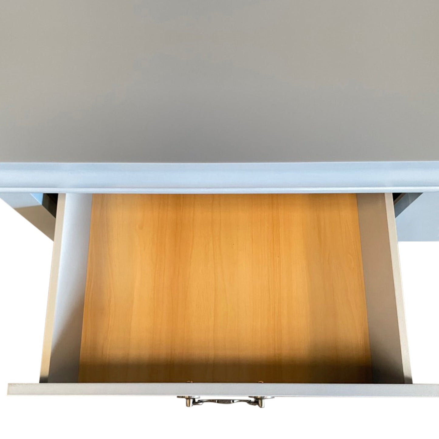 Dressing Chest with 6 Storage Drawers in Solid Wooden Mirror Metal Handles Grey Colour