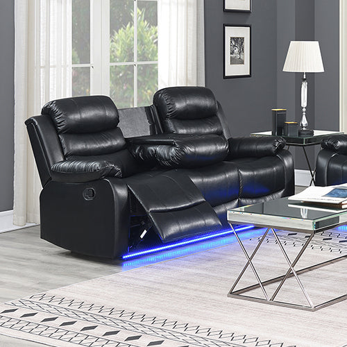 3R Seater Finest Leatherette Recliner Feature Console LED Light Ultra Cushioned
