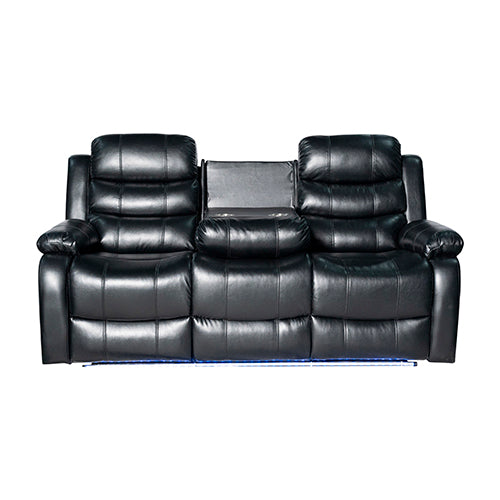 3R Seater Finest Leatherette Recliner Feature Console LED Light Ultra Cushioned