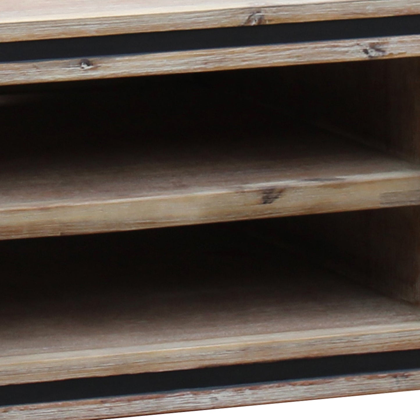 TV Cabinet with 2 Storage Drawers Cabinet Solid Acacia Wooden Entertainment Unit in Sliver Bruch Colour