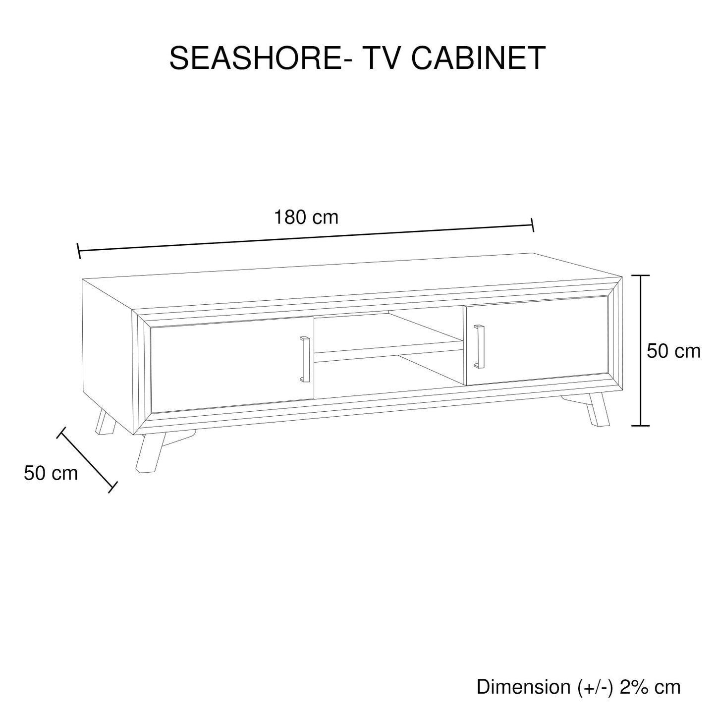 TV Cabinet with 2 Storage Drawers Cabinet Solid Acacia Wooden Entertainment Unit in Sliver Bruch Colour
