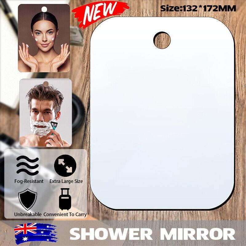 Fogless Polycarbonate Shower Mirror 172Ã—132mm Anti-Fog Shaving Mirror