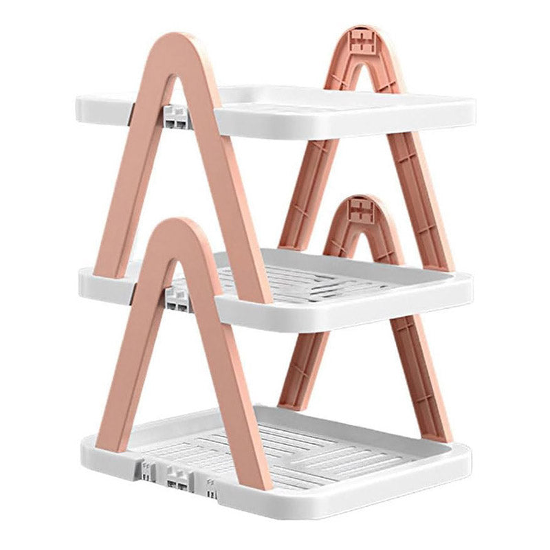 2/3 Tier Removable Shoe Rack Folding Storage Shelf Simple Space Saving Organizer - 2Tier-Pink