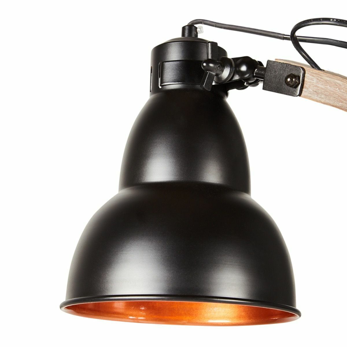 Wooden Large Floor Lamp Industrial Retro Modern Adjustable Light - Matte Black