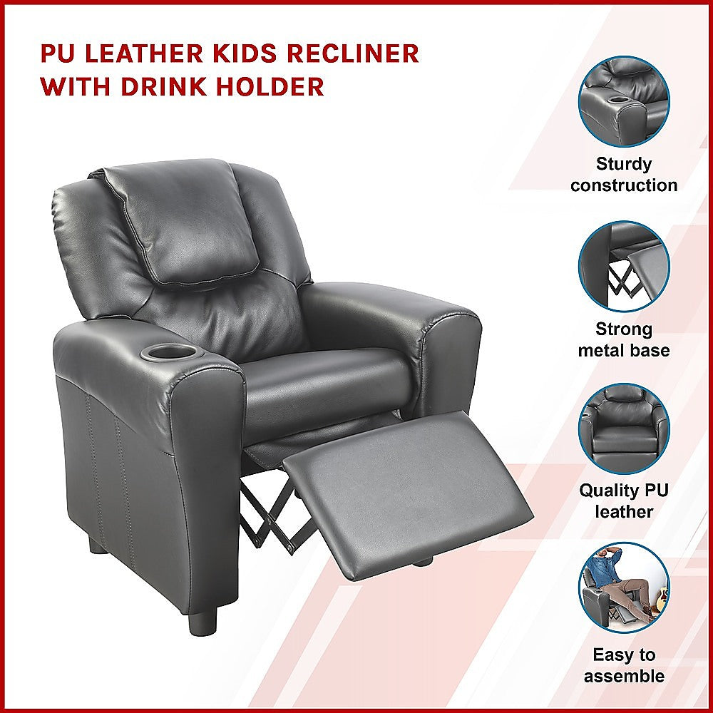 Kids Recliner with Drink Holder