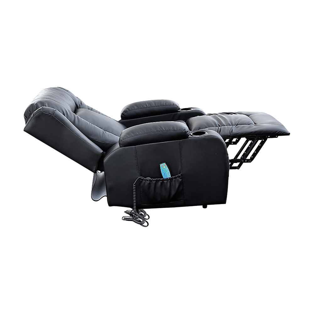 Recliner Chair â€“ Electric Massage Lift Chair with Heat Function PU Leather Lounge Sofa Black