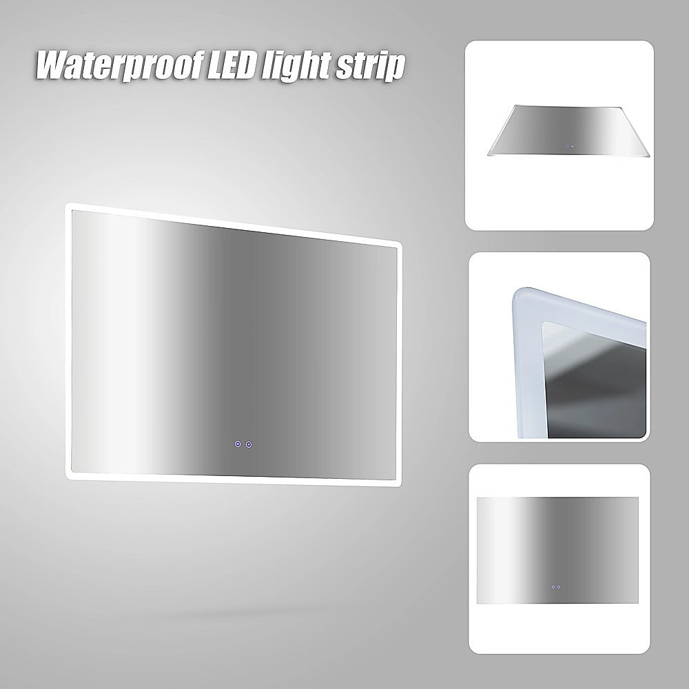 Rectangular Mirror LED Anti-Fog Illuminated Bathroom Living Room - 120x80cm