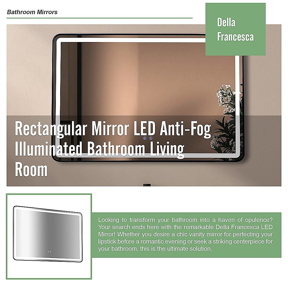Rectangular Mirror LED Anti-Fog Illuminated Bathroom Living Room