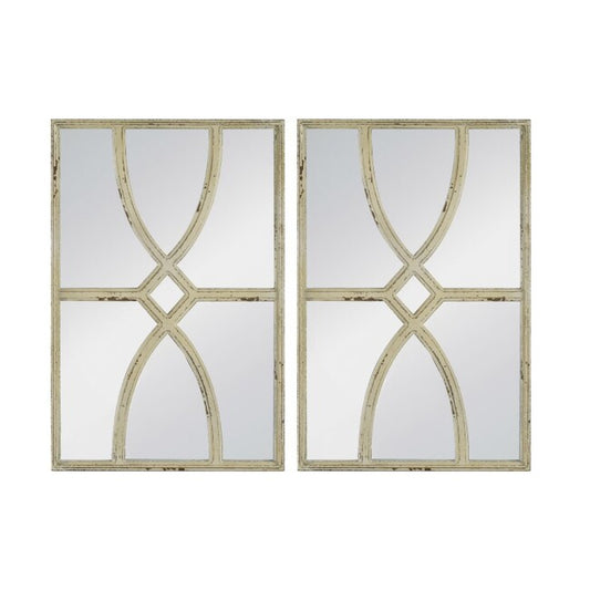 Set 2 Shabby Chic Carved Wall Mirrors 67cm
