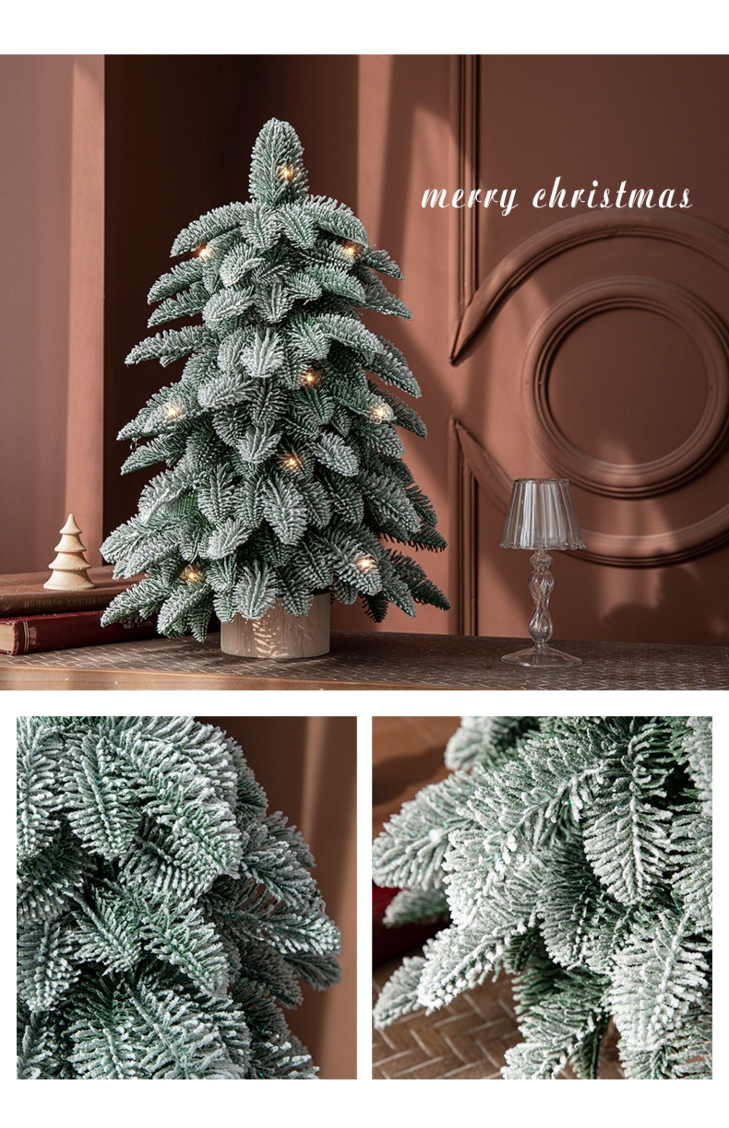 55cm Frosted Mini Christmas Tree â€“ Snow-Covered Indoor Holiday Decoration