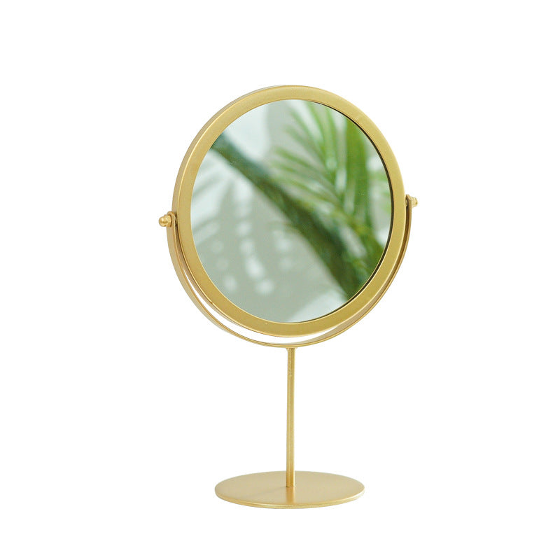Gold Rotating Tabletop Makeup Mirror - 360Â° Swivel Vanity Mirror for Bedroom & Desk
