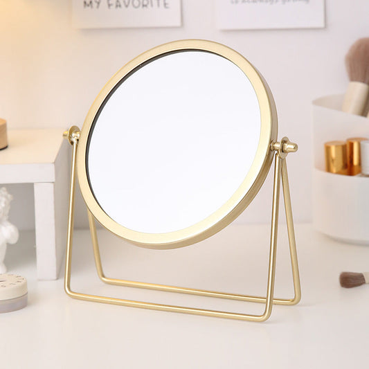 Gold Rotating Tabletop Makeup Mirror - 360Âº Swivel Vanity Mirror for Bedroom & Desk