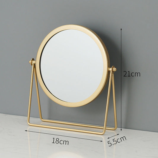Gold Rotating Tabletop Makeup Mirror - 360º Swivel Vanity Mirror for Bedroom & Desk