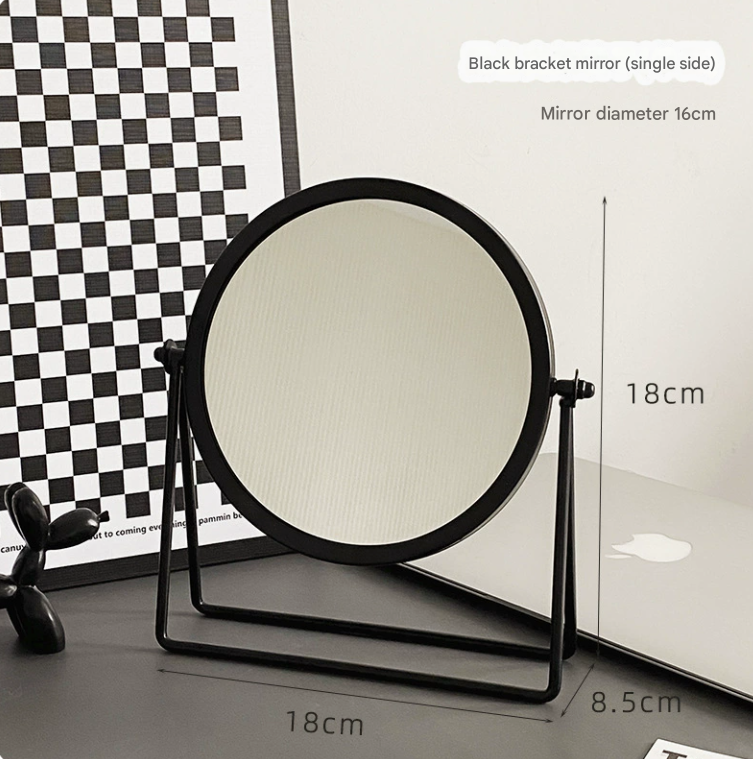 Black Rotating Tabletop Makeup Mirror - 360Âº  Swivel Vanity Mirror for Bedroom & Desk
