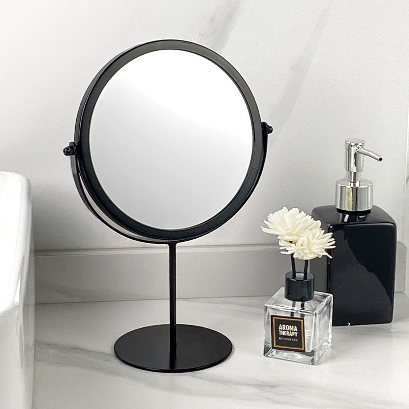 Black Rotating Tabletop Makeup Mirror - 360Âº Swivel Vanity Mirror for Bedroom & Desk