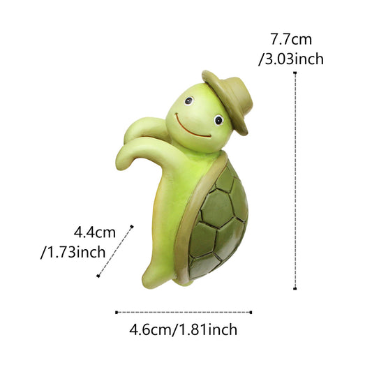 2 Pcs Green Cute Resin Turtle Pot Hanger - Garden Planter Pal Figurine Decoration