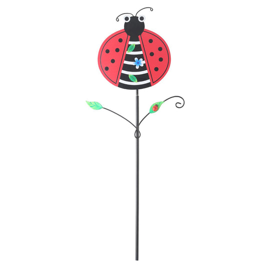 Red Ladybug Pattern Charming Metal Garden Stakes | Welcome Yard & Lawn Decor