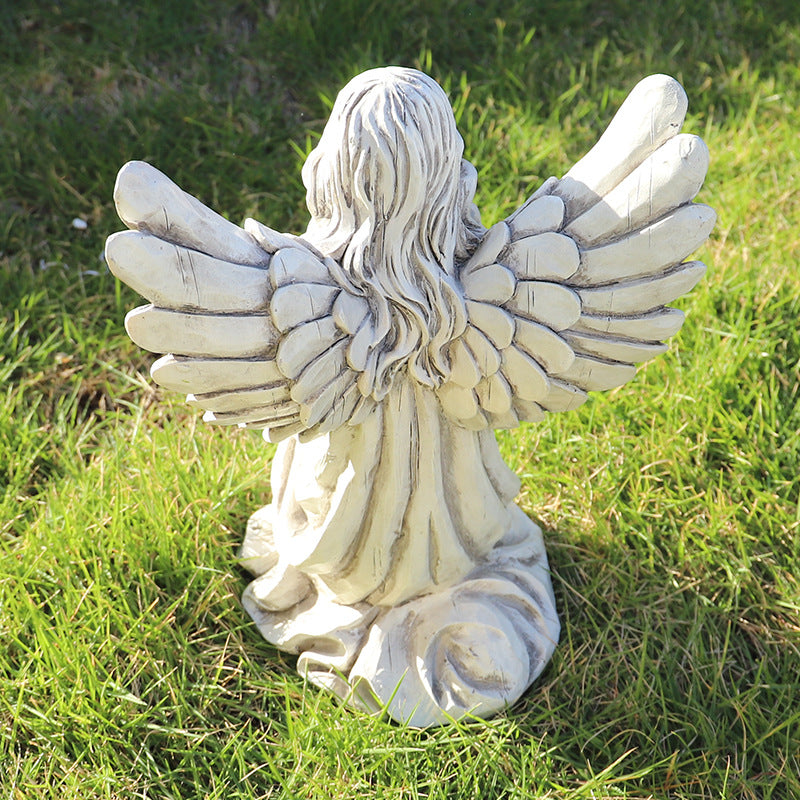 Nordic Style Resin Angel Garden Ornament - Serene Religious Decor