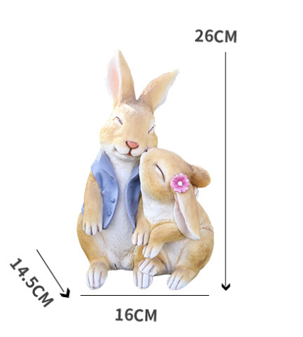 Kisses Rabbits Cute Rabbit Resin Garden Ornament - Charming Outdoor Decor