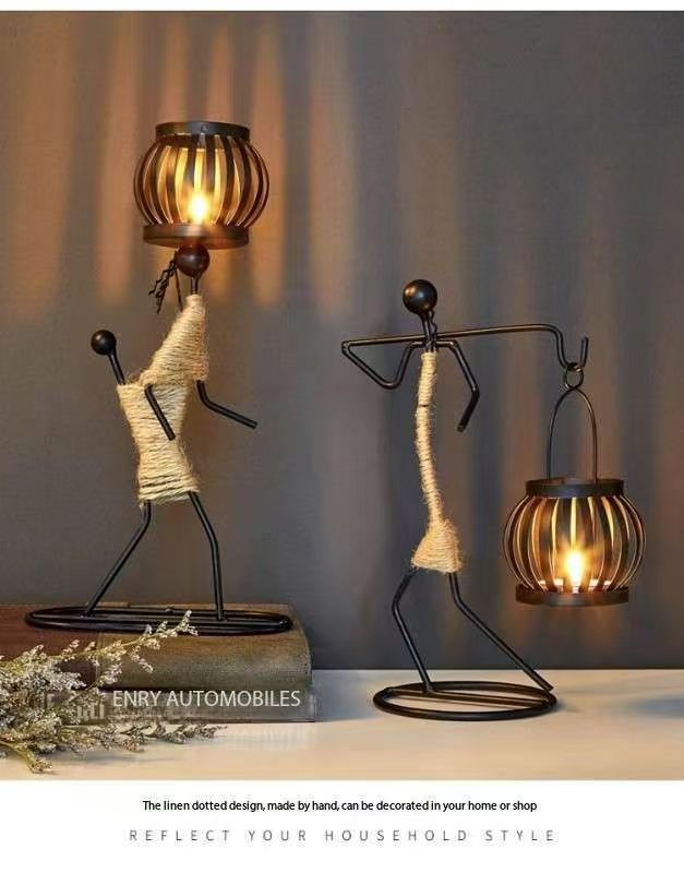 Creative Iron Girl Candle Holder for Nordic Restaurant Table Decorations and Bar Counter Accessories(Style A)