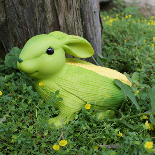 Outdoor Garden Decoration Ornament - Courtyard Balcony Resin Corn Rabbit Figurine, American Countryside Garden Landscape