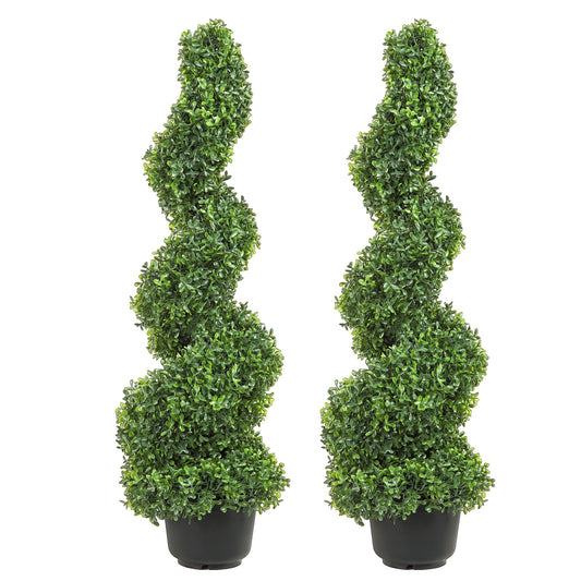 VEVOR Artificial Topiaries Boxwood Trees, 7.6cm Tall (2 Pieces) Faux Topiary Plant Outdoor, All-year Green Feaux Plant w/ Replaceable Leaves for Decorative Indoor/Outdoor/Garden