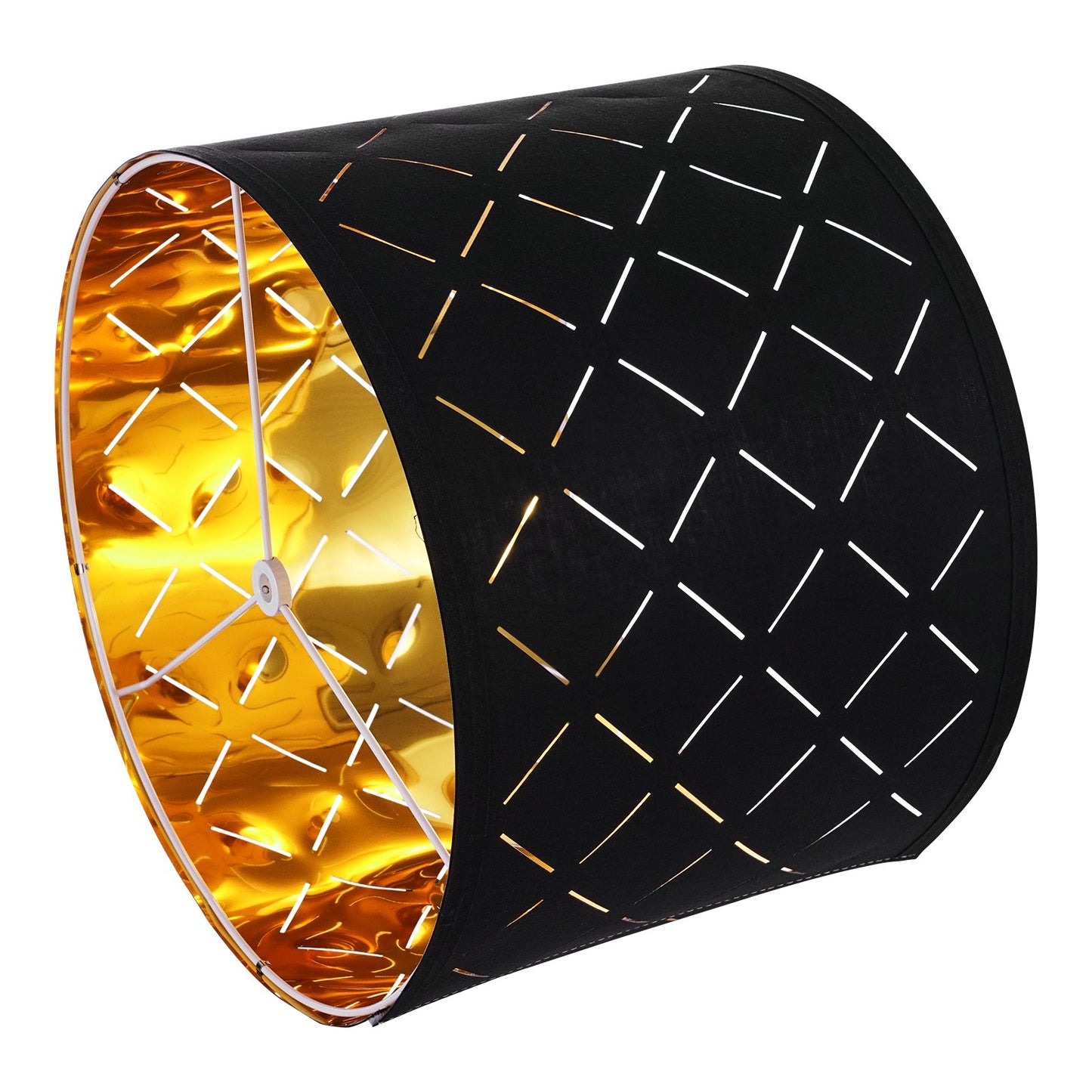 VEVOR Drum Lamp Shade 2 Set, 33 cm Top x 33 cm Bottom x 25 cm High, Medium Drum Lampshade with Harp, Replacement Lamp Shade for Table Lamps Floor Lamps Pendant Lights, Black Diamond Hollow Design