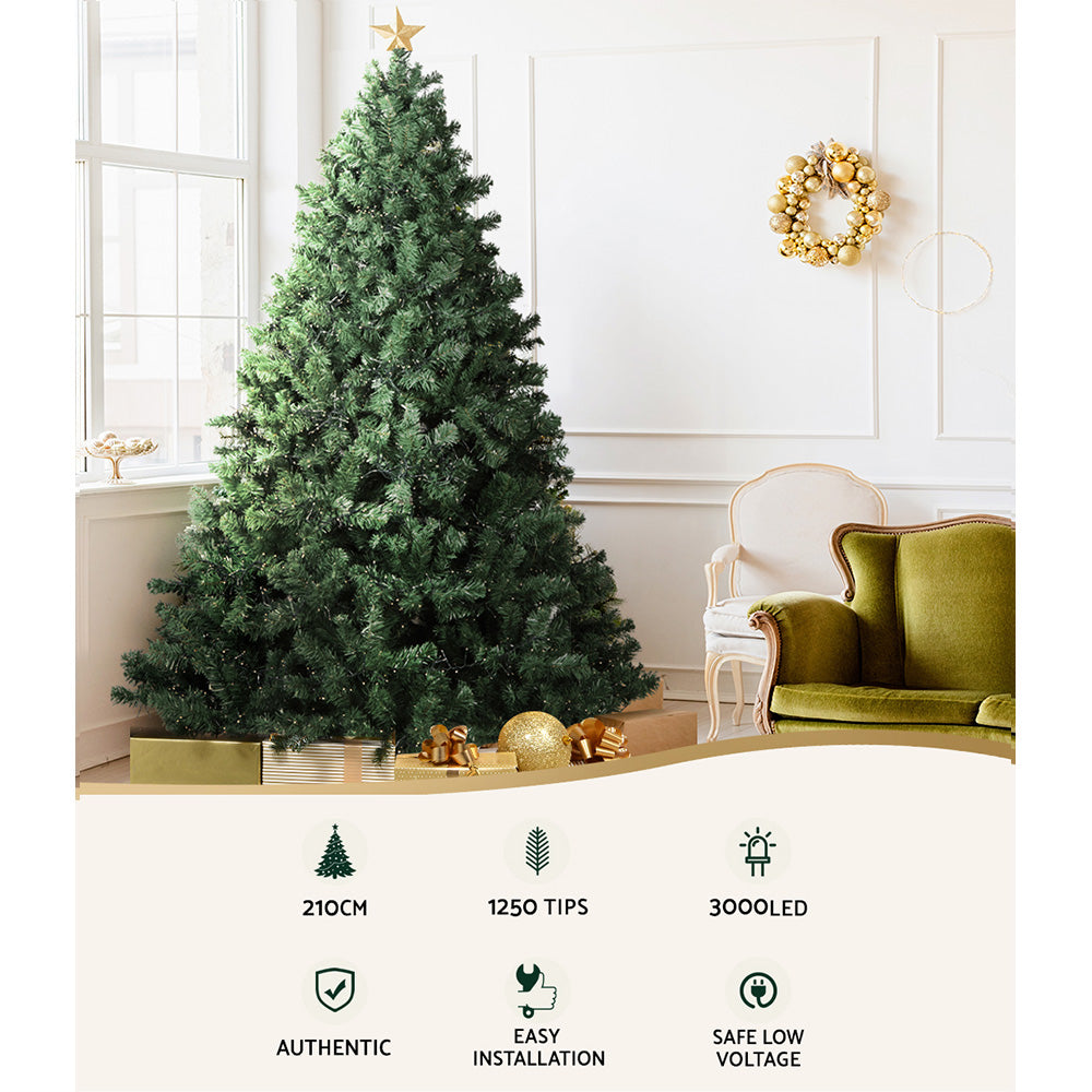 Christmas Tree 2.1M Xmas Tree Decorations 3000 LEDs 8 Light Mode