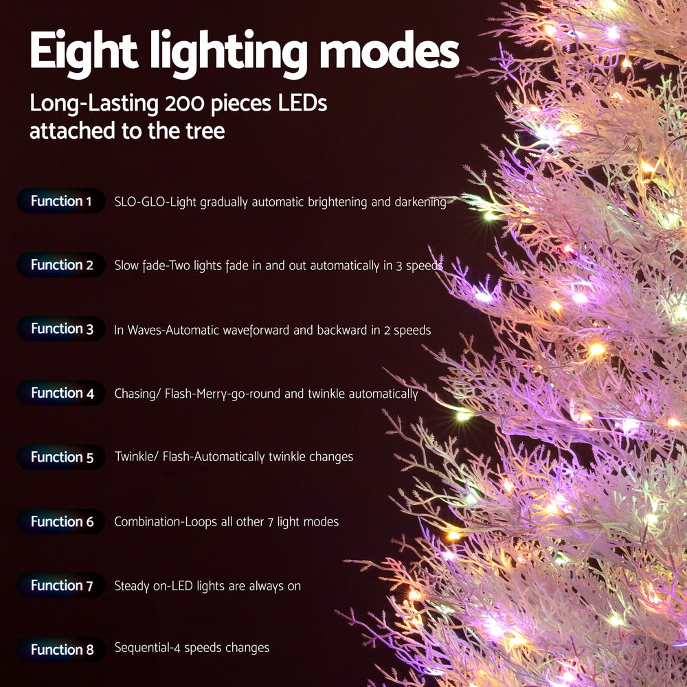 1.8M LED Christmas Tree 8 Modes Adjustable Multi Color Light Snowy