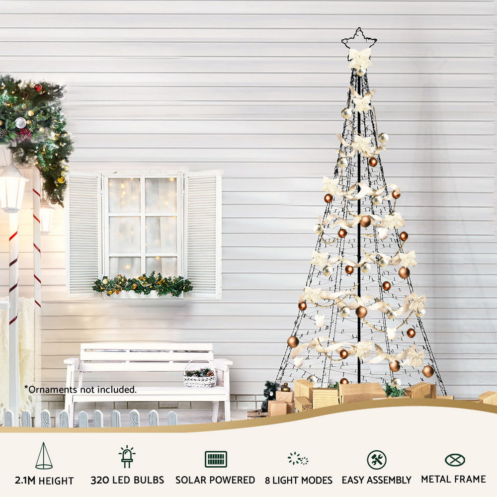 Solar Christmas Tree 2.1m 320 LED Net Lights Xmas Trees Decoration